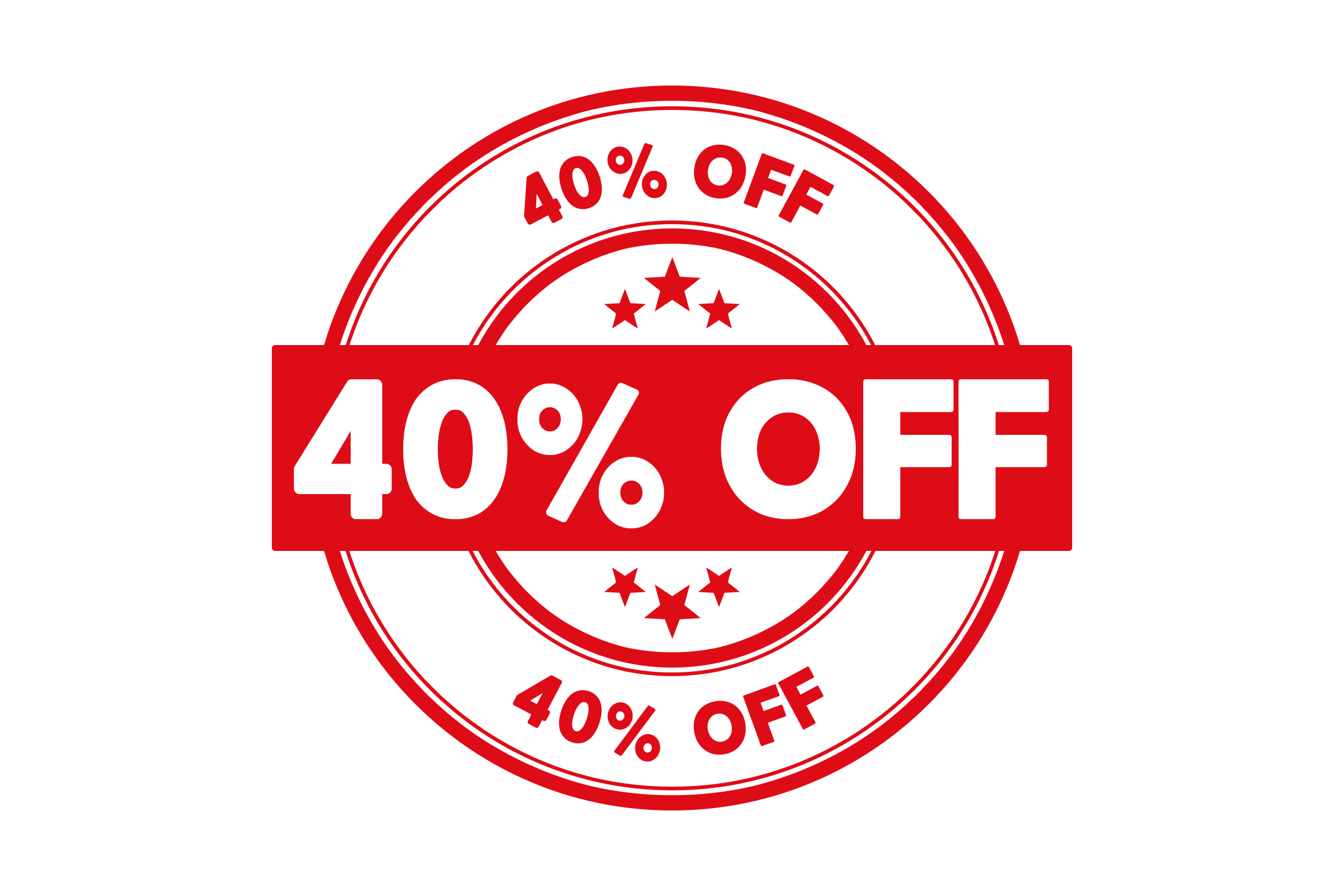 Round 40 percent off stamp PSD