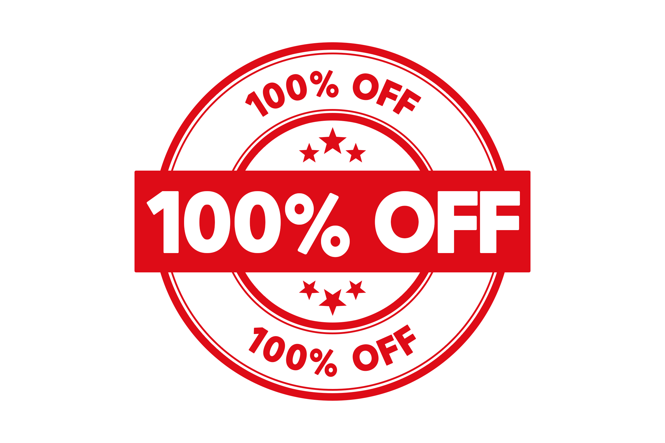 Round 100 percent off stamp PSD