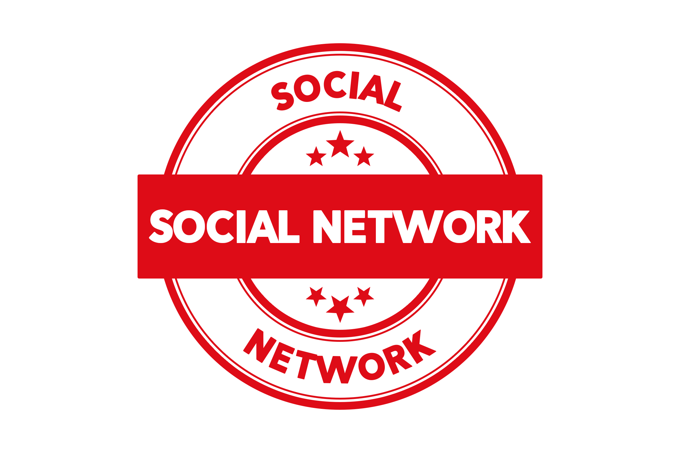 Round social network stamp PSD
