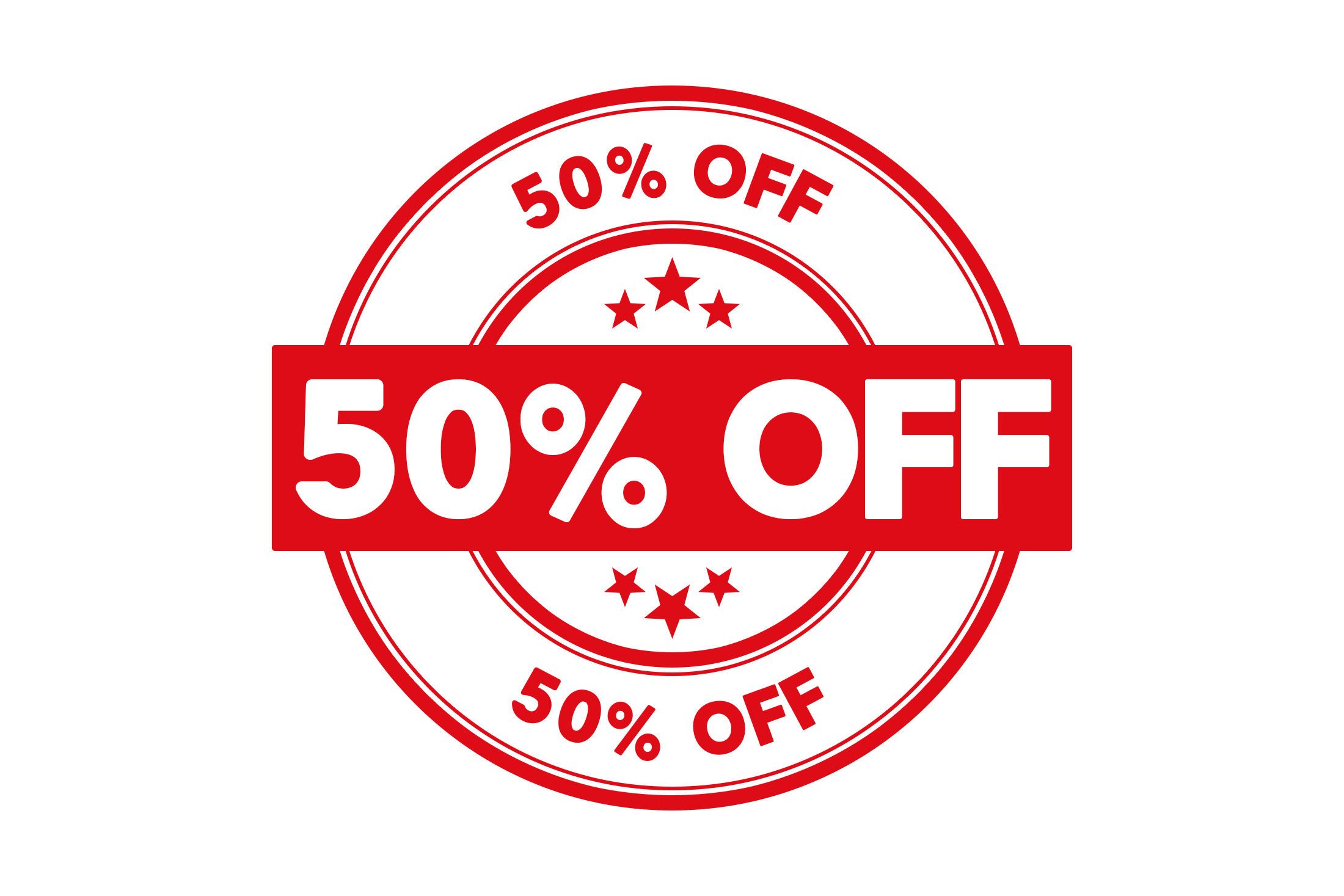 Round 50 percent off stamp PNG and PSD