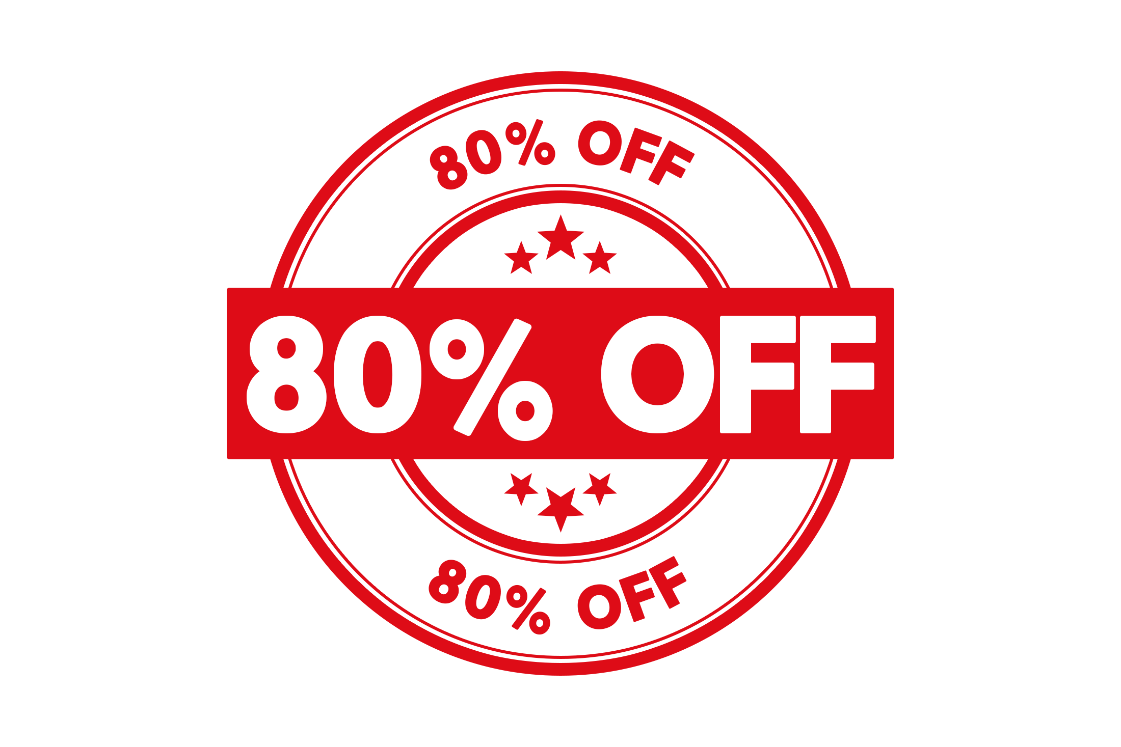 Round 80 percent off stamp PNG and PSD