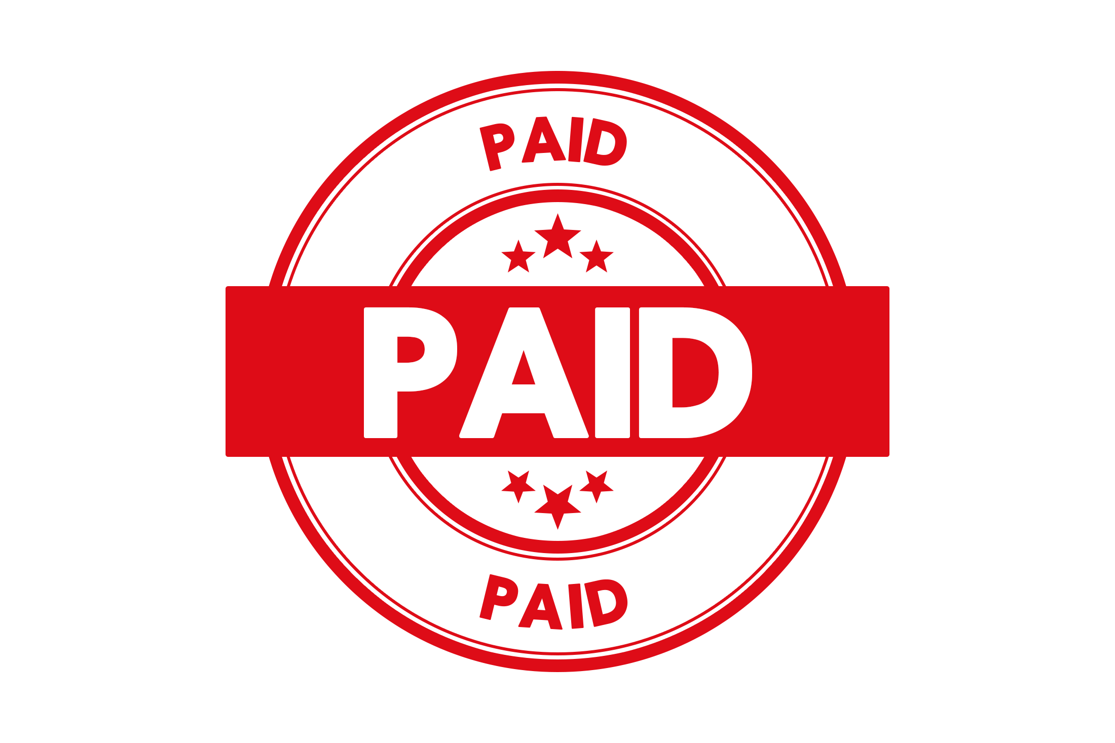 Round paid stamp PNG and PSD